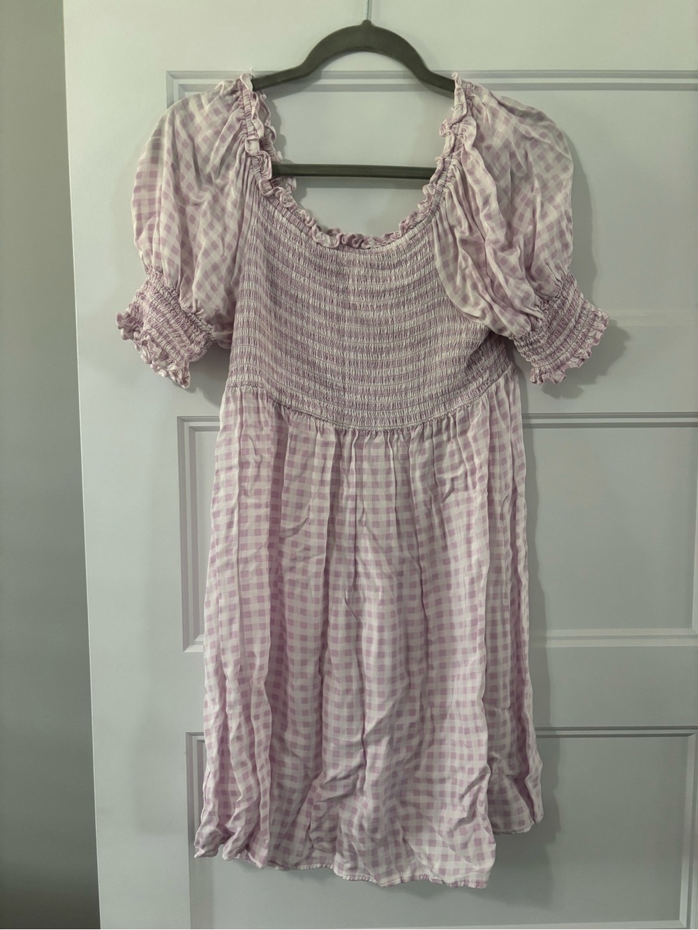 As U Wish Pink Gingham Smocked Midi Dress
